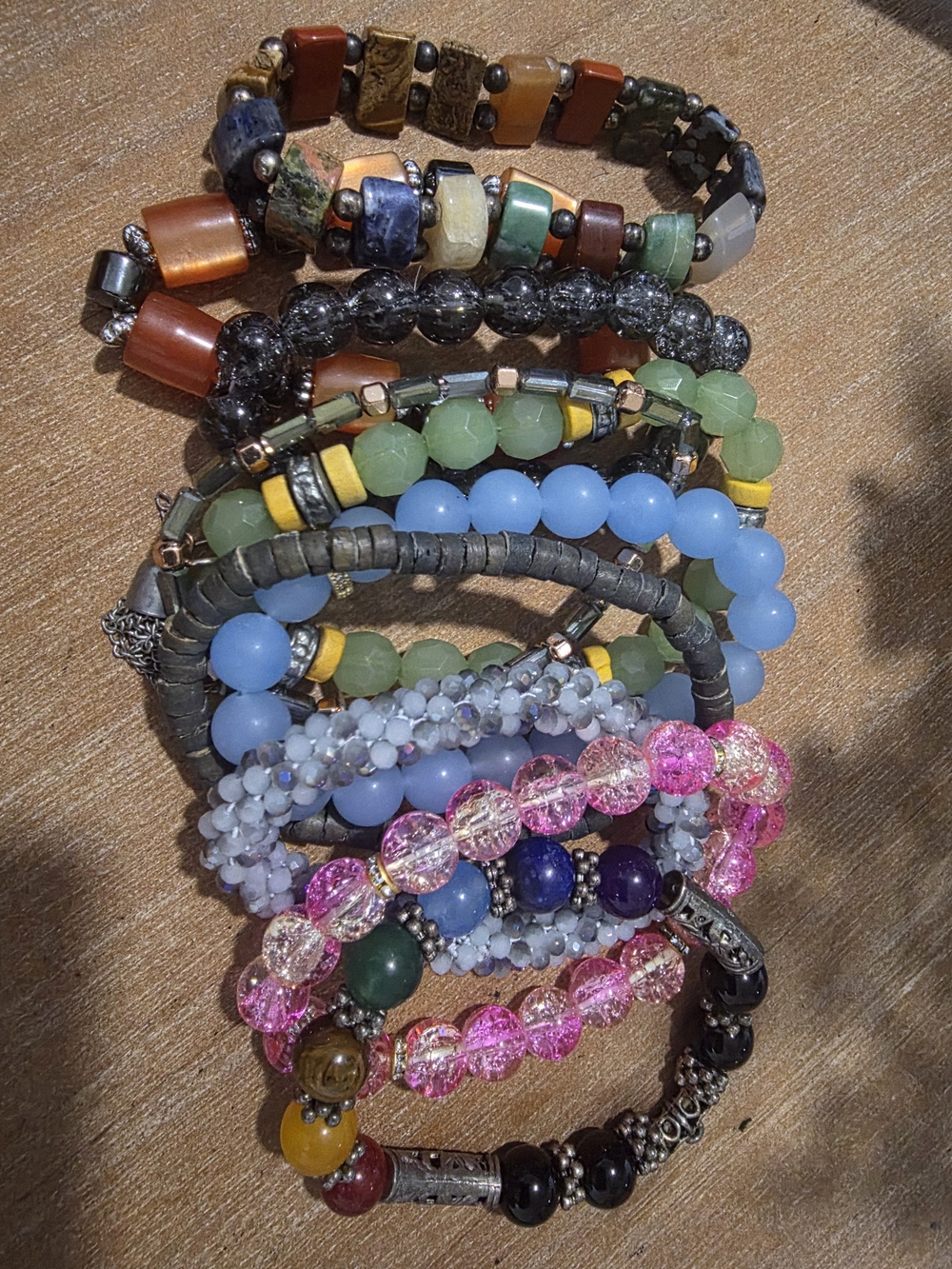 Multicolor Beaded Stretch Bracelet Stack – Assorted Colors